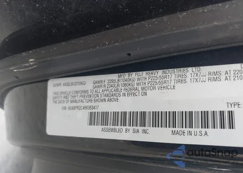 2006 Subaru Outback 2.5I Limited z USA, uszkodzony, nr VIN 4S4BP62C466363417